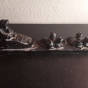 GORGEOUS Handcarved Vanstone Canada 8" ESKIMO ON SLEIGH Sculpture.